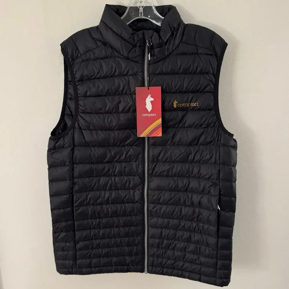 NWT Cotopaxi Fuego Down Vest Men’s Medium Black Insulated Packable Gold Logo - Picture 1 of 4